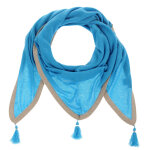 Les poulettes bijoux - echarpe triangle 100% cachemire 2 fils - bleu ciel