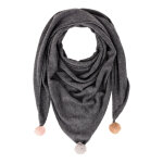 Les poulettes bijoux - echarpe triangle pompom / rose beige marron clair 100% cachem