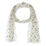 Les poulettes bijoux - foulard 100% laine pois colors prairie - bleu ciel