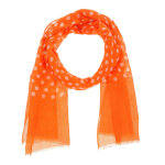 Les poulettes bijoux - foulard 100% laine pois colors prairie - orange