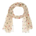 Les poulettes bijoux - foulard etoiles 100% laine classics - beige