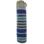 Les poulettes bijoux - fouta drap plage et hammam coton blanc ray� bleu grande taill