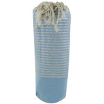 Les poulettes bijoux - fouta drap plage et hammam coton bleu ciel petites rayures lu