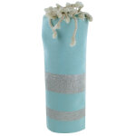 Les poulettes bijoux - fouta drap plage et hammam coton bleu ciel ray� lurex