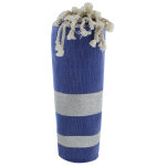 Les poulettes bijoux - fouta drap plage et hammam coton bleu ray� lurex