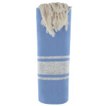 Les poulettes bijoux - fouta drap plage et hammam coton bleu ray� lurex argent