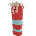 Les poulettes bijoux - fouta drap plage et hammam coton corail ray� turquoise