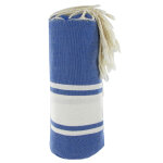 Les poulettes bijoux - fouta drap plage et hammam coton couleur bleu 100 x 200cm