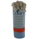 Les poulettes bijoux - fouta drap plage et hammam coton couleur bleu ciel ray� blanc