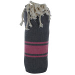 Les poulettes bijoux - fouta drap plage et hammam coton couleur bleu fonc� bandes fu