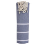 Les poulettes bijoux fouta drap plage et hammam coton couleur bleu jean petites rayu