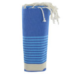 Les poulettes bijoux - fouta drap plage et hammam coton couleur bleu ray� bleu et bl