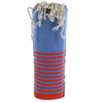 Les poulettes bijoux - fouta drap plage et hammam coton couleur bleu ray� rouge
