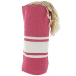 Les poulettes bijoux - fouta drap plage et hammam coton couleur fuchsia 100 x 200 cm