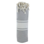 Les poulettes bijoux - fouta drap plage et hammam coton couleur gris clair 100 x 200