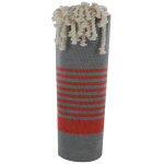 Les poulettes bijoux - fouta drap plage et hammam coton couleur gris ray� rouge