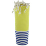 Les poulettes bijoux - fouta drap plage et hammam coton couleur jaune clair ray� bleu