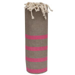 Les poulettes bijoux fouta drap plage et hammam coton couleur marron petites rayures