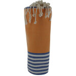 Les poulettes bijoux - fouta drap plage et hammam coton couleur orange ray� blanc et