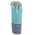 Les poulettes bijoux - fouta drap plage et hammam coton couleur vert d'eau ray� bleu