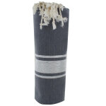 Les poulettes bijoux - fouta drap plage et hammam coton gris grande bande lurex arge