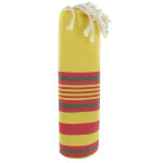 Les poulettes bijoux - fouta drap plage et hammam coton jaune ray� rouge noire orange