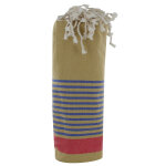 Les poulettes bijoux - fouta drap plage et hammam coton marron grande rayure rouge e