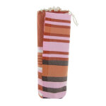 Les poulettes bijoux - fouta drap plage et hammam coton marron ray� rose blanc et no