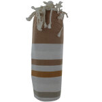 Les poulettes bijoux - fouta drap plage et hammam coton multiples rayures marron