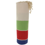 Les poulettes bijoux - fouta drap plage et hammam coton nid abeilles blanc ray� vert