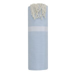 Les poulettes bijoux - fouta drap plage et hammam coton nid d'abeille bleu ciel avec