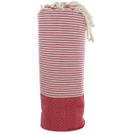 Les poulettes bijoux - fouta drap plage et hammam coton nid d'abeille rouge ray� bla