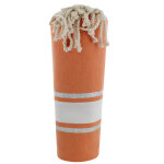 Les poulettes bijoux - fouta drap plage et hammam coton orange ray� blanc et lurex a