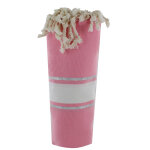 Les poulettes bijoux - fouta drap plage et hammam coton rose ray� blanc et lurex arg