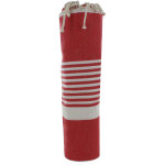 Les poulettes bijoux - fouta drap plage et hammam coton rouge ray� blanc grande tail