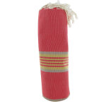 Les poulettes bijoux - fouta drap plage et hammam coton rouge ray� gris ocre saumon