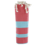 Les poulettes bijoux - fouta drap plage et hammam coton rouge ray� turquoise