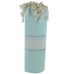 Les poulettes bijoux - fouta drap plage et hammam coton vert d'eau ray� blanc et lur