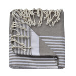 Les poulettes bijoux grand fouta drap plage et hammam coton couleur marron ray� blan