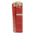 Les poulettes bijoux - grand fouta drap plage et hammam coton couleur rouge lignes e