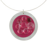 Les poulettes bijoux - grand pendentif p�te de verre bulles rouges