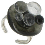 Les poulettes bijoux - grande bague verre bulles noire