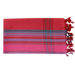 Les poulettes bijoux - kikoy par�o coton framboise bordure fuchsia