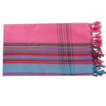 Les poulettes bijoux - kikoy par�o coton fuchsia bordure bleue