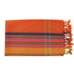 Les poulettes bijoux - kikoy par�o coton orange fonc� rayures fuchsia
