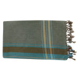 Les poulettes bijoux - kikoy par�o kaki ray� bleu turquoise