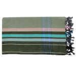 Les poulettes bijoux - kikoy par�o kaki ray� saumon et turquoise