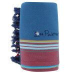 Les poulettes bijoux - kikoy serviette plage coton couleur bleu p�trole eponge rouge