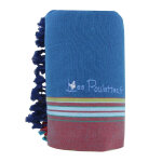 Les poulettes bijoux - kikoy serviette plage coton couleur bleu p�trole eponge turqu
