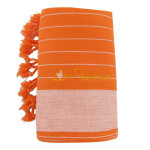Les poulettes bijoux - kikoy serviette plage coton couleur orange ray� blanc
